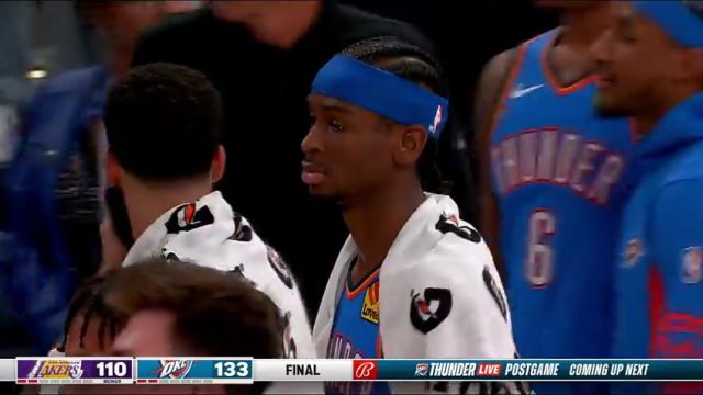 NBA常规赛：湖人vs雷霆第4节英文原声回放