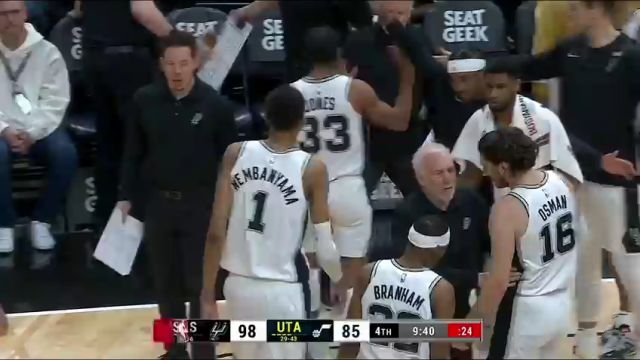 NBA常规赛：马刺vs爵士英文原声全场回放