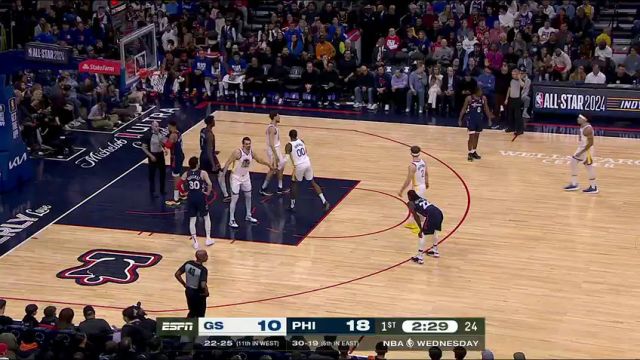 NBA常规赛：勇士vs76人第1节中文解说回放