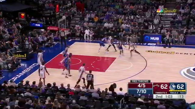 NBA常规赛：热火vs国王第2节英文原声回放
