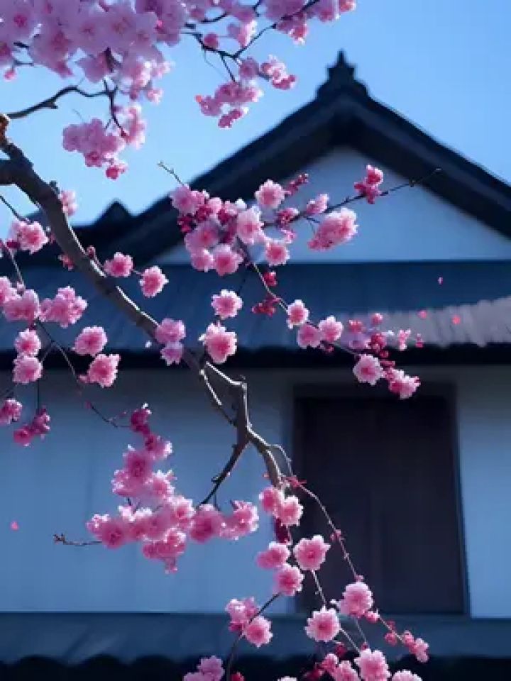 紅梅無雪也嫵媚 朔風勁吹展花蕾 芳心引得騷人客 詩品香魂心也醉