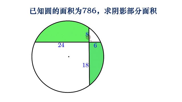 小学数学求阴影部分面积,圆内相交弦,不太容易想到思路