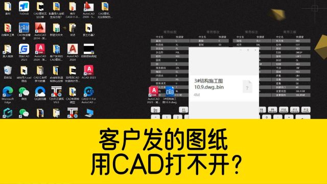 客户发来的图纸,提示bin文件,用CAD打不开图纸,这是啥情况?