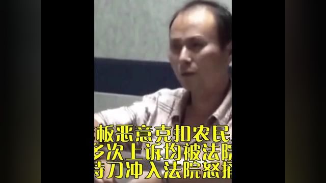 黑心老板恶意克扣农民工工资,农民工多次上诉均被法院判败诉,一怒之下持刀冲入法院怒捅四名法官#社会百态 #农民工 #工资