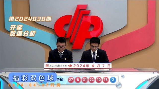 福彩双色球第2024038期开奖数据分析