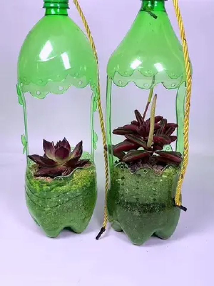 手工花盆 #变废为宝 #手工 #自制花盆 #饮料瓶创意手工