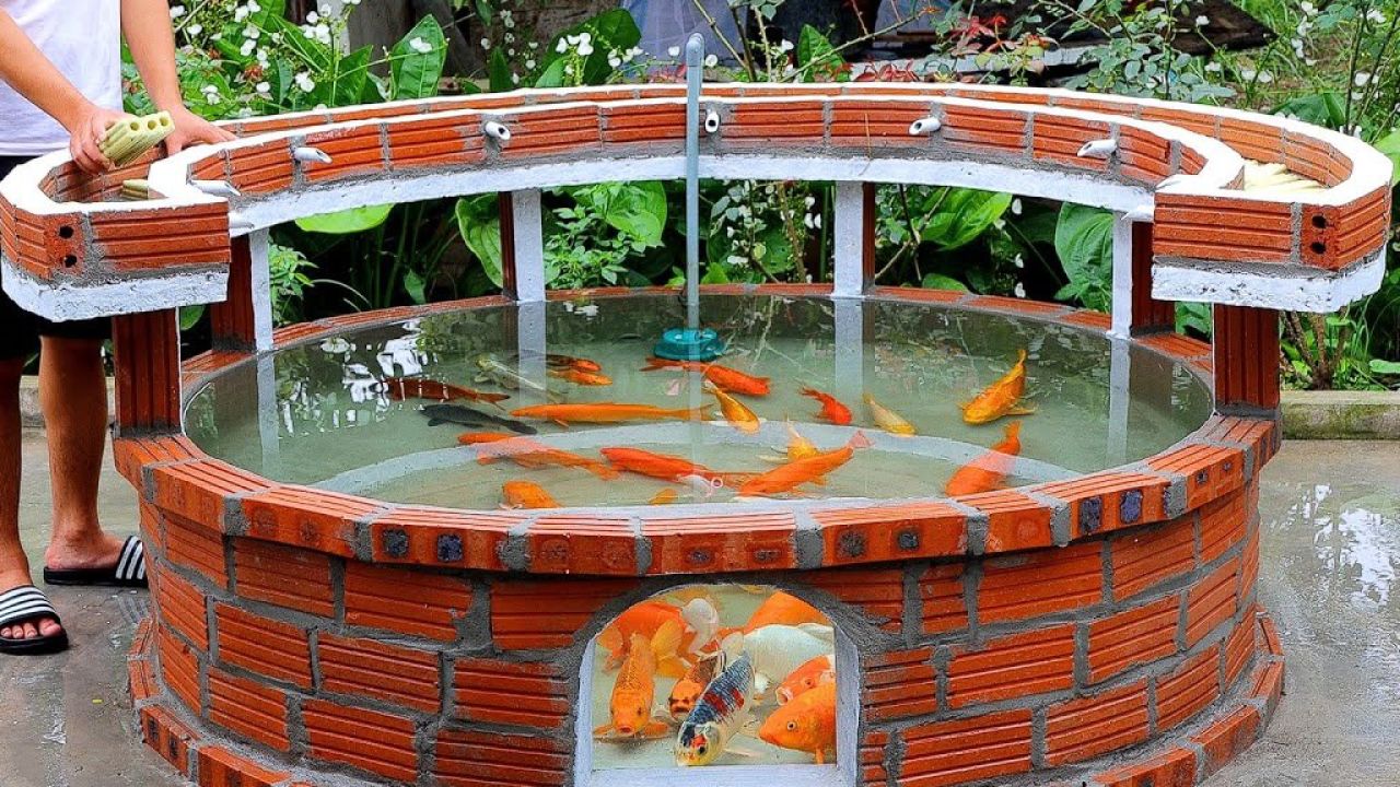 用砖和水泥制作独特的鱼缸