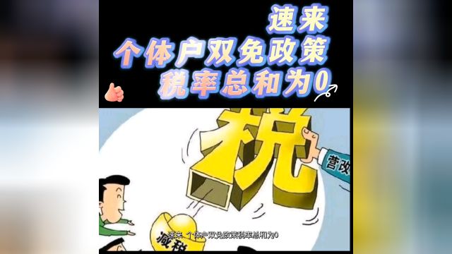 速来,个体户双免政策税率总和为0