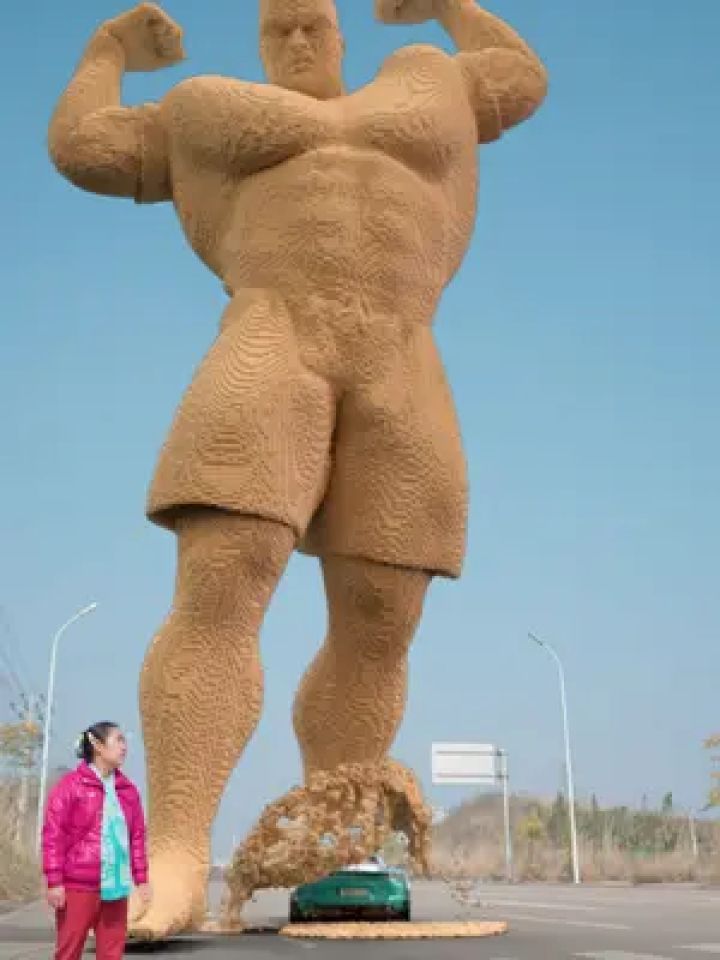 汽车撞散大沙雕