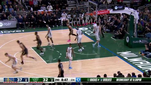 《密尔沃基雄鹿》NBA常规赛：勇士vs雄鹿第2节中文解说回放