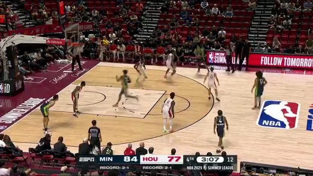 NBA夏季联赛：森林狼vs火箭第4节英文原声回放