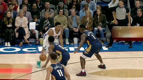 《NBA全场集锦》预判你的预判！丹尼尔斯鬼手抢断哈里斯 一骑当千快下扣篮得手