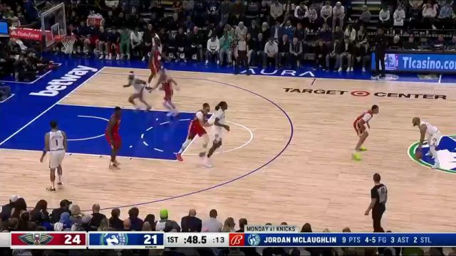 NBA常规赛：鹈鹕vs森林狼第1节中文解说回放