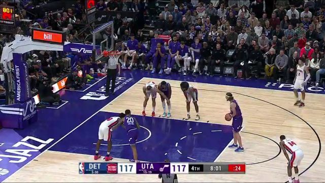 NBA常规赛：活塞vs爵士第4节英文原声回放
