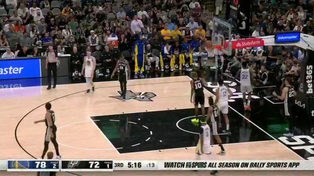 NBA常规赛：勇士vs马刺第3节中文解说回放
