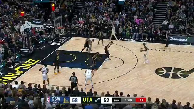 NBA常规赛：勇士vs爵士第2节英文原声回放
