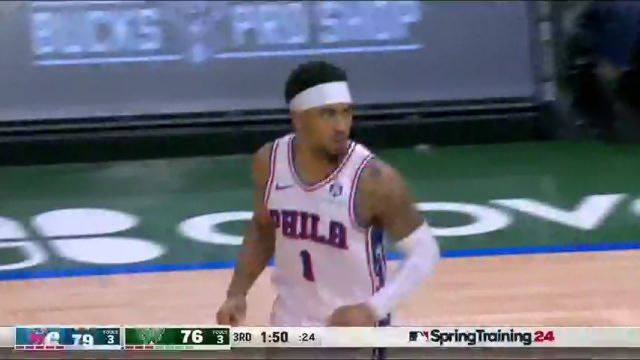 NBA常规赛：费城vs雄鹿第3节英文原声回放