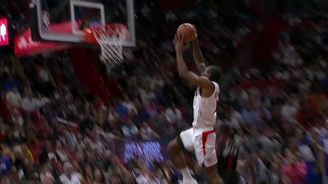 哈登长传连线技惊四座 莱昂纳德前场接球轻松完成扣篮