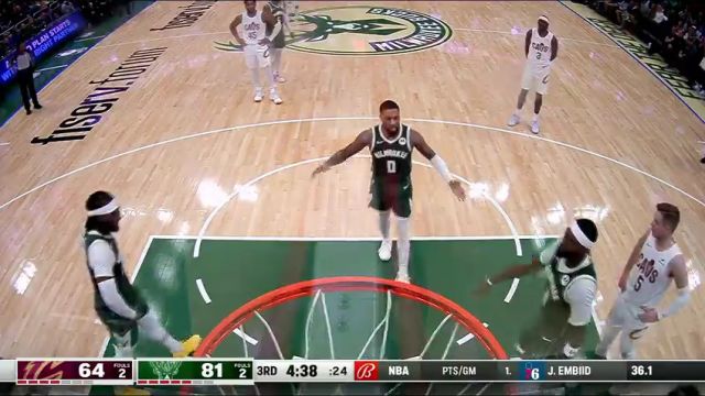 NBA常规赛：骑士vs雄鹿第3节英文原声回放