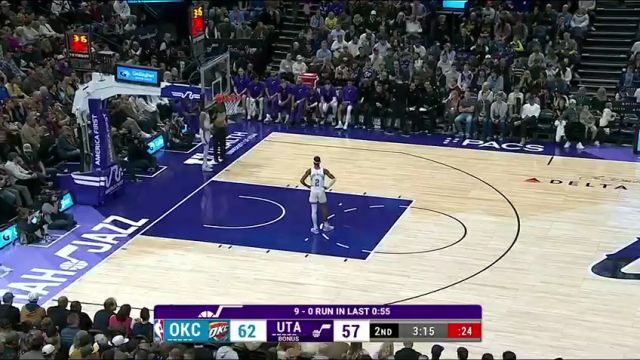 NBA常规赛：雷霆vs爵士第2节中文解说回放