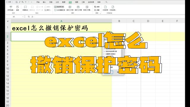 excel怎么撤销保护密码