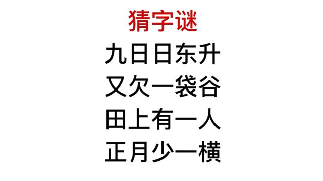 猜字谜,田上有一个人,正月少一横是什么字?