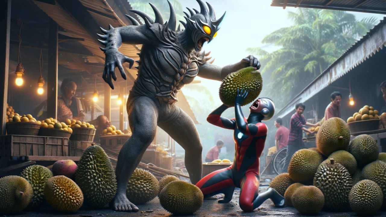 怎么回事?怪兽因为榴莲打奥特曼?