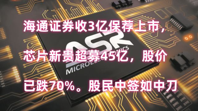 股民中签如中刀!海通收3亿保荐费,芯片新贵超募45亿股价跌70%