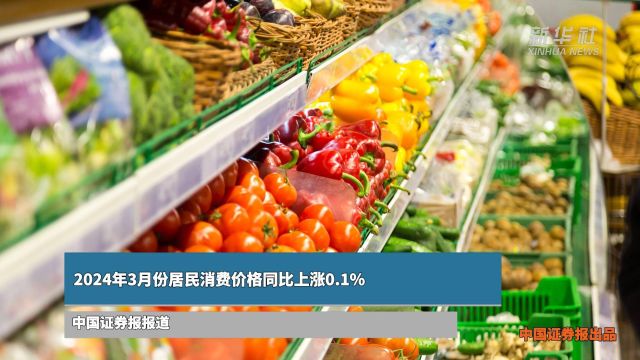 2024年3月份居民消费价格同比上涨0.1%