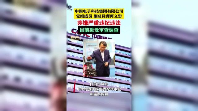 党组成员 副总经理何文忠涉嫌严重违纪违法,目前接受审查调查