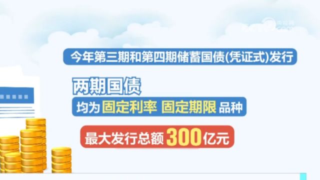 300亿元储蓄国债今起发行,期限三年,年利率为2.38%