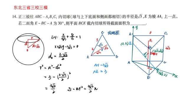 2024东北三省三校联考14题:截面面积这样求