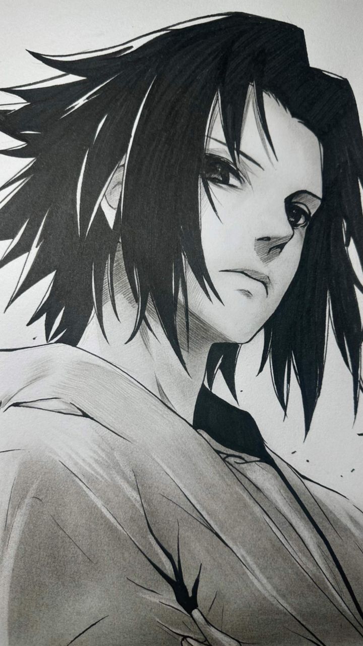 帅气的宇智波佐助绘画过程图