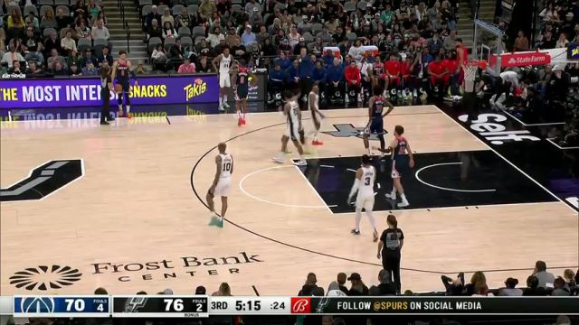 NBA常规赛：奇才vs马刺第3节中文解说回放