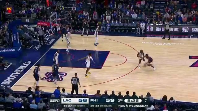 NBA常规赛：快船vs76人第3节英文原声回放