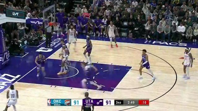 NBA常规赛：雷霆vs爵士第3节英文原声回放