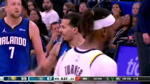 NBA常规赛：步行者vs魔术第4节英文原声回放