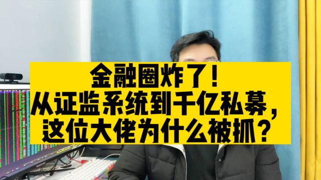 金融圈炸了!从证监系统到千亿私募,这位大佬为什么被抓?