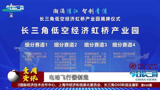《今日长三角》节目第648期||长三角低空经济虹桥产业园揭牌仪式举行,活动现场,青浦区发布低空经济“1+4”产业赛道
