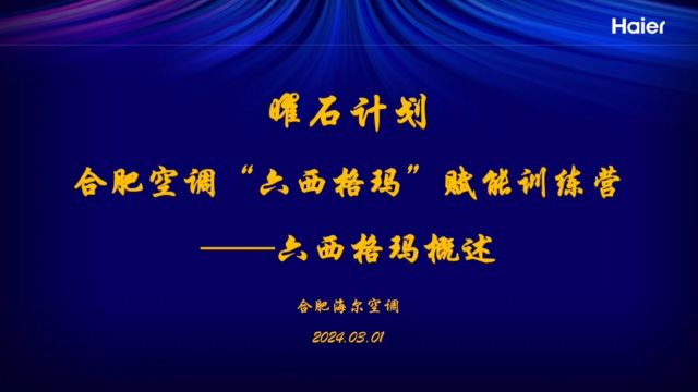 合肥空调24年“六西格玛”赋能训练营之六西格玛概述