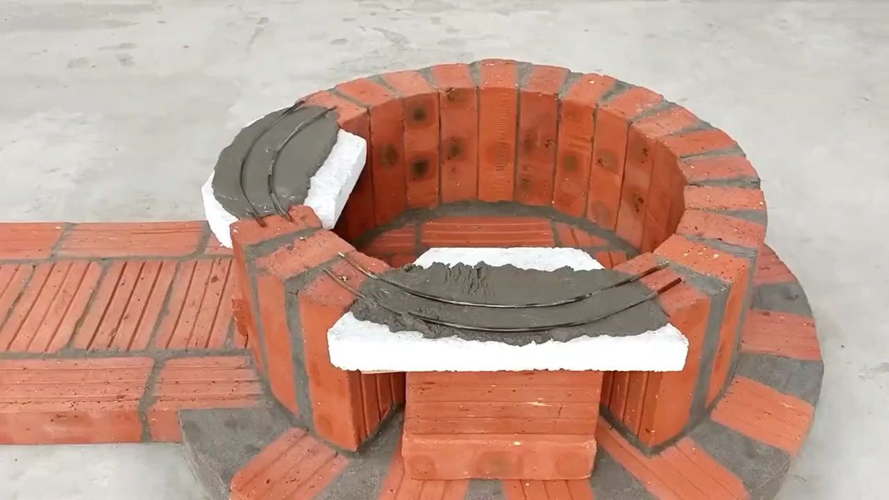 如何用红砖手工砌建农村柴火灶,造型独特,简单又美观