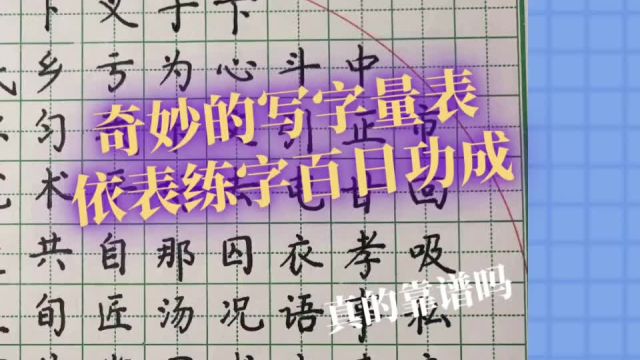 奇妙的99字写字量表,依表练字百日见功