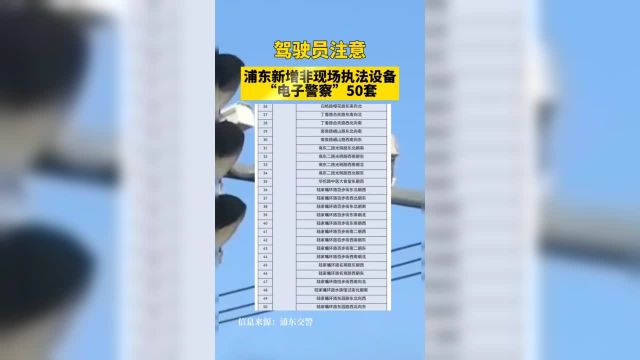 浦东:新增“电子警察”50套!【编辑:倪晓峰】