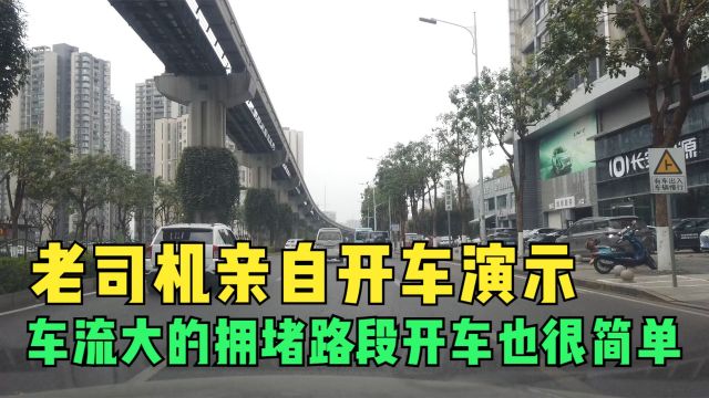 车流大的拥堵路段开车也很简单,老司机亲自开车演示,新手别紧张