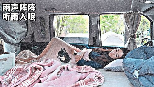 外面雨声阵阵，泡上一杯热咖啡，和狗子在床车里听雨入眠