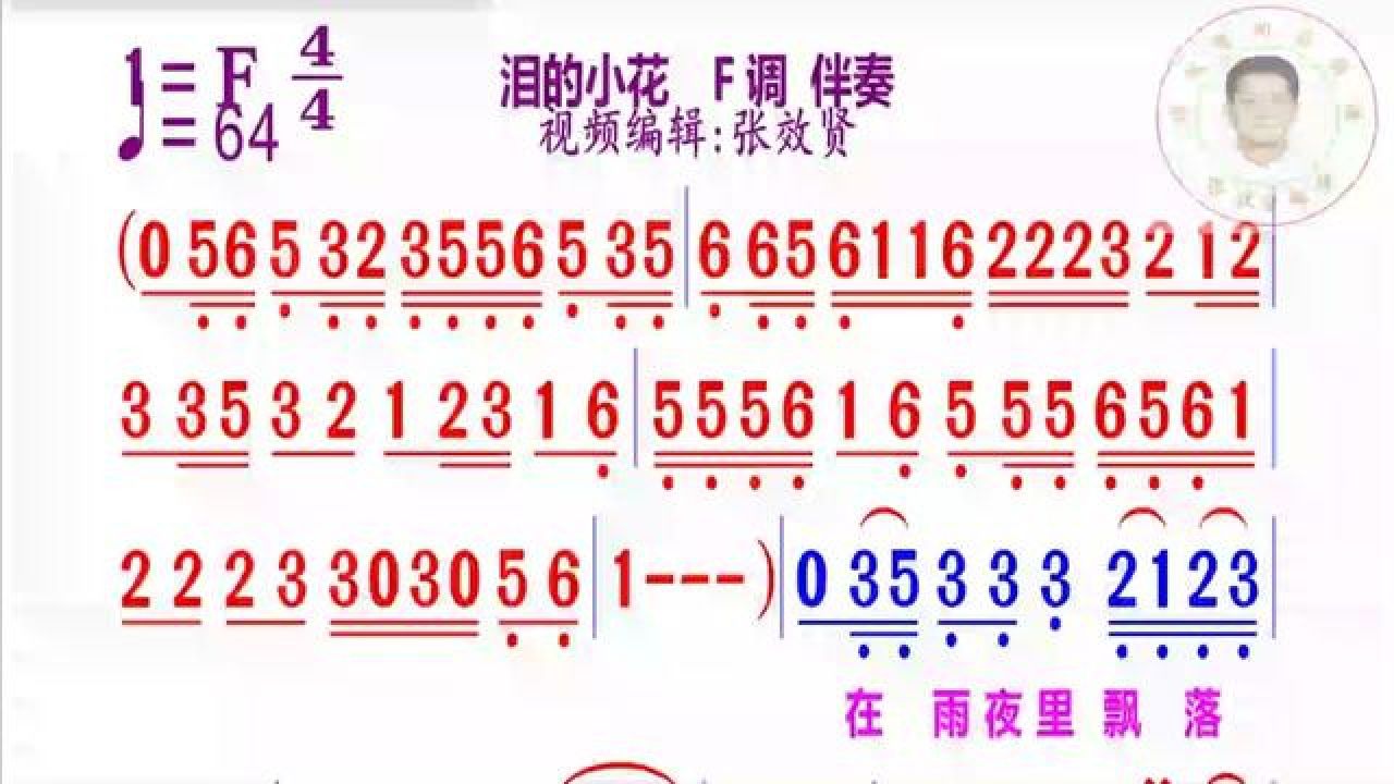 泪的小花简谱f调伴奏