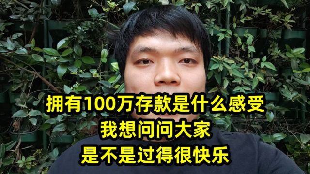 拥有100万存款是什么感受,我想问问大家,是不是过得很快乐