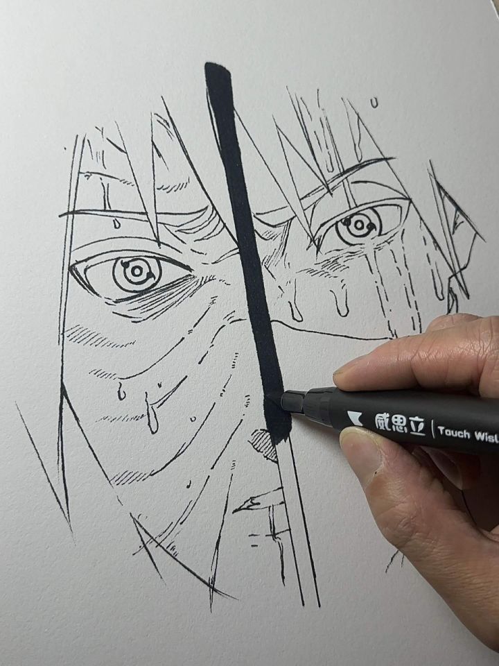 宇智波带土和卡卡西的脸部简单绘画教程