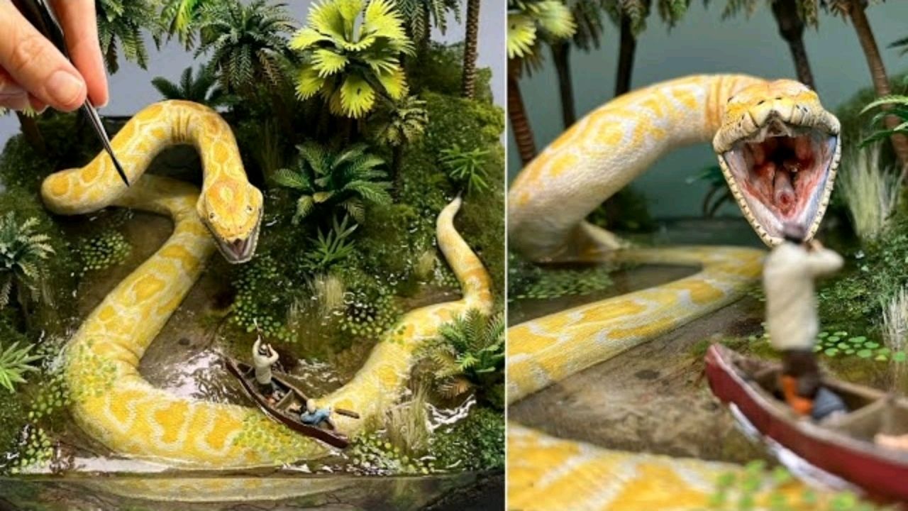 制作巨蟒蛇狩猎大沼泽地立体模型