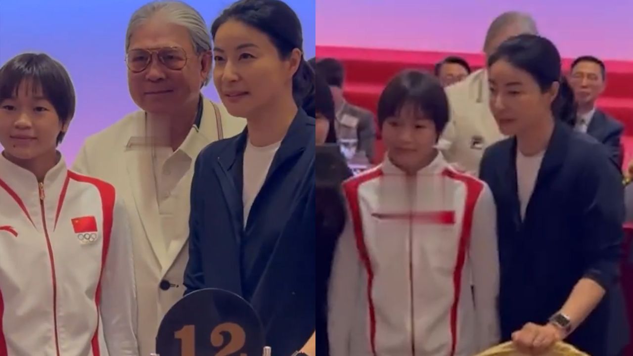 郭晶晶与全红婵合影后,公公霍震霆急忙起身:我也想合影